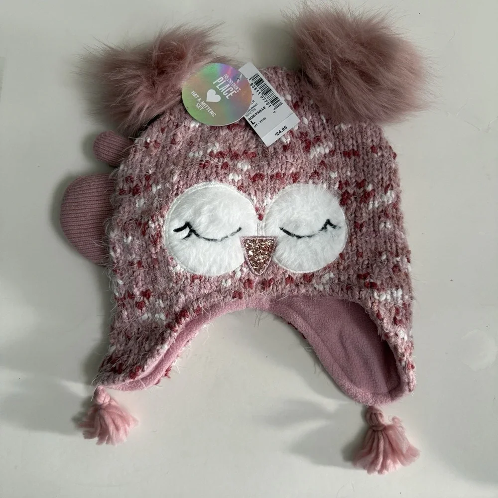 The Children's Place Owl And Mitten Set L 4T NWT